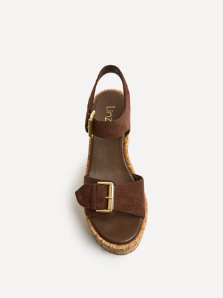 Sync Brown Faux Suede Wedge Sandals