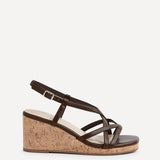 Safiya Brown Faux Leather Strappy Wedges