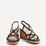 Safiya Brown Faux Leather Strappy Wedges