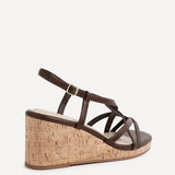 Safiya Brown Faux Leather Strappy Wedges