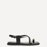 Salma Black & Gold Flat Sandals
