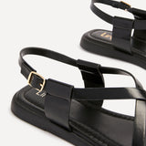 Salma Black & Gold Flat Sandals