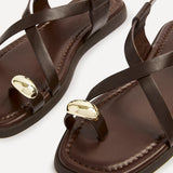Salma Brown & Gold Flat Sandals