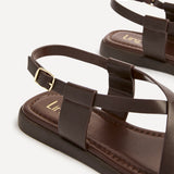 Salma Brown & Gold Flat Sandals