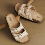 Jaylyn Beige Double Buckle Sandals