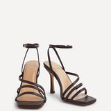 Scarlett Brown Faux Leather Strappy Heels
