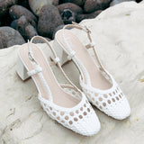 Sandria White Handwoven Court Heels