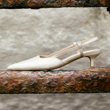 Refined Nude Slingback Kitten Heels