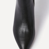 Secured Black Faux Leather Stiletto Ankle Boots