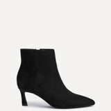 Secured Black Faux Suede Stiletto Ankle Boots