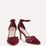 Serri Burgundy Lycra Mesh Court Heels