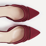 Serri Burgundy Lycra Mesh Court Heels