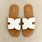 Petra White Link Flat Sandals
