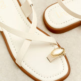 Salma Cream & Gold Flat Sandals