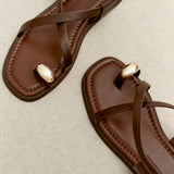 Salma Brown & Gold Flat Sandals