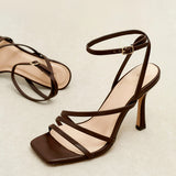 Scarlett Brown Faux Leather Strappy Heels