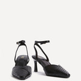 Siren Black Faux Leather Quilted Court Heels