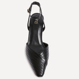 Siren Black Faux Leather Quilted Court Heels