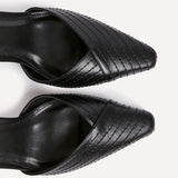 Siren Black Faux Leather Quilted Court Heels
