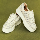 Quest White Tweed Trainers