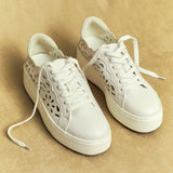 Mallory White Floral Faux Leather Trainers