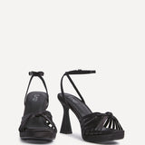 Socialite Black Satin Knotted Platform Heels