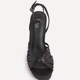 Socialite Black Satin Knotted Platform Heels