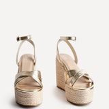 Tahiti Gold Crossover Espadrille Wedge