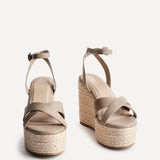 Tahiti Taupe Crossover Espadrille Wedge