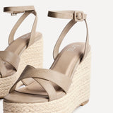 Tahiti Taupe Crossover Espadrille Wedge