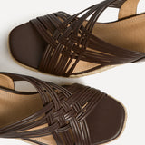 Tamed Brown Woven Espadrille Wedges
