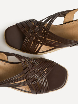 Tamed Brown Woven Espadrille Wedges