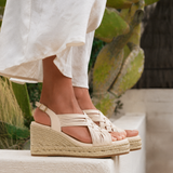 Tamed Nude Woven Espadrille Wedges