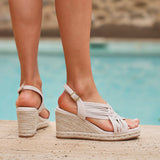 Tamed Nude Woven Espadrille Wedges