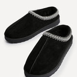 Tammy Black Faux Suede Slippers