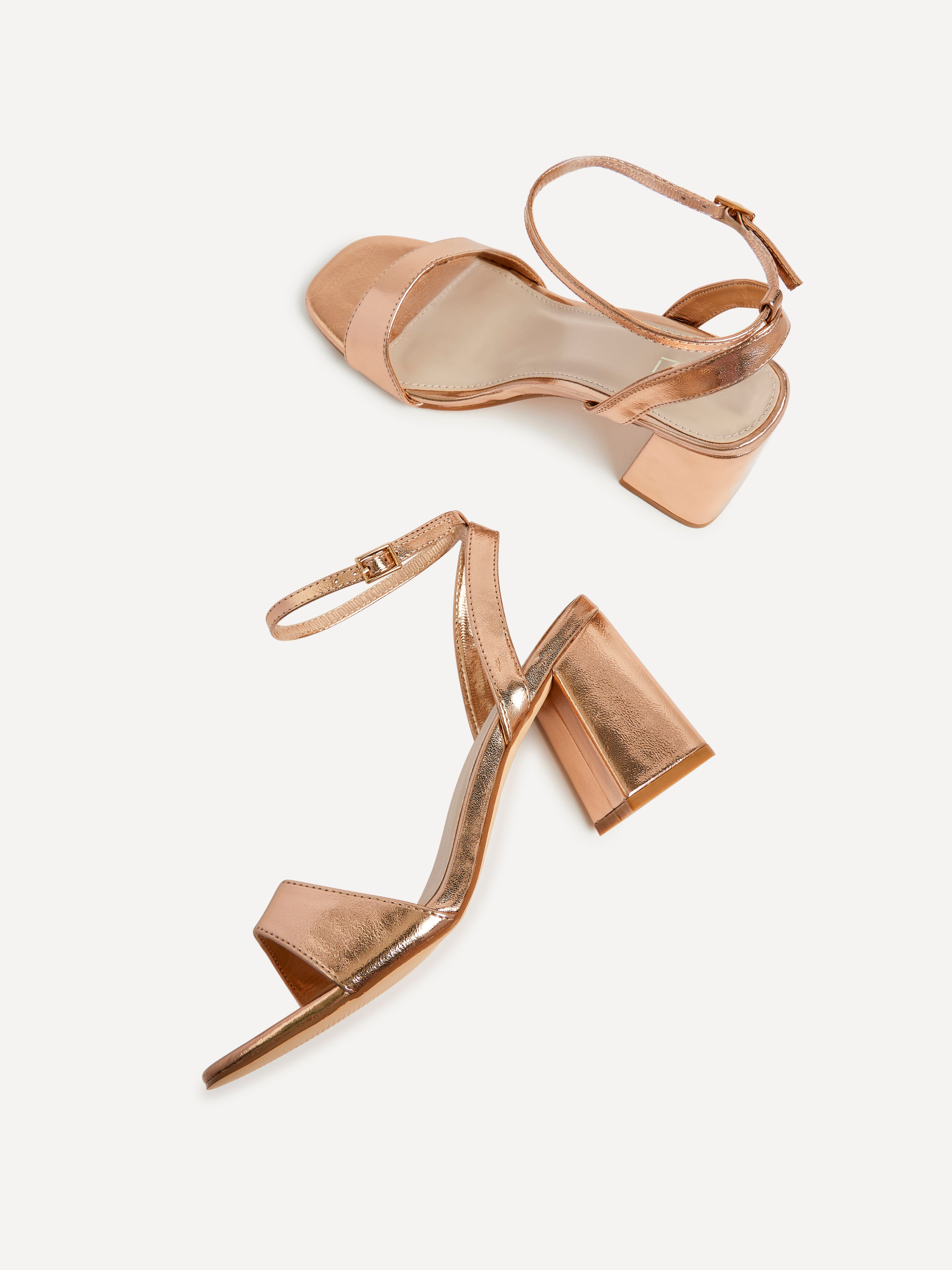Block Heels Rose Gold Barely There Wide Fit Rose Gold Block Heels