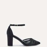 Tasha Black Scuba Mesh Court Heels