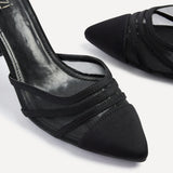 Tasha Black Scuba Mesh Court Heels