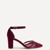 Tasha Burgundy Scuba Mesh Court Heels