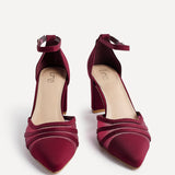 Tasha Burgundy Scuba Mesh Court Heels