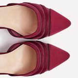 Tasha Burgundy Scuba Mesh Court Heels