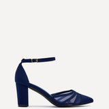 Tasha Navy Scuba Mesh Court Heels