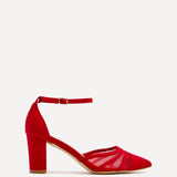 Tasha red Scuba Mesh Court Heels