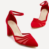 Tasha red Scuba Mesh Court Heels