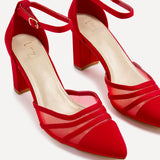 Tasha red Scuba Mesh Court Heels