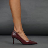 Gaia Burgundy Faux Leather Two Tone Court Heel