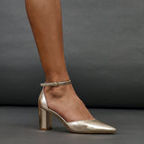 Leona Gold Faux Leather Court Heels