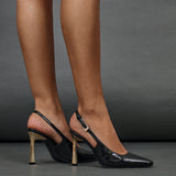Lizzie Black Stiletto Court Heels