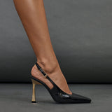 Lizzie Black Stiletto Court Heels