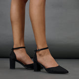 Audley Wide Fit Black Faux Suede Court Heels